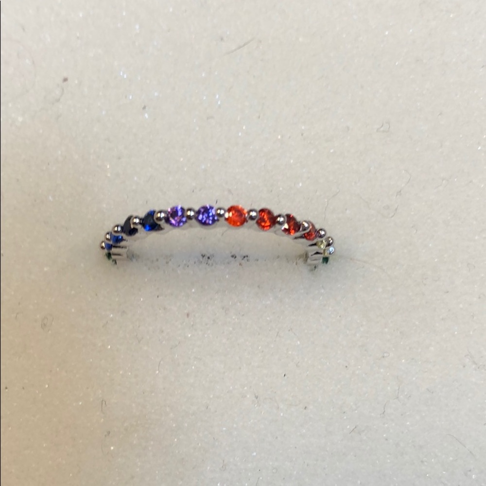 925 Sterling Silver Rainbow Eternity Ring - Picture 3 of 5